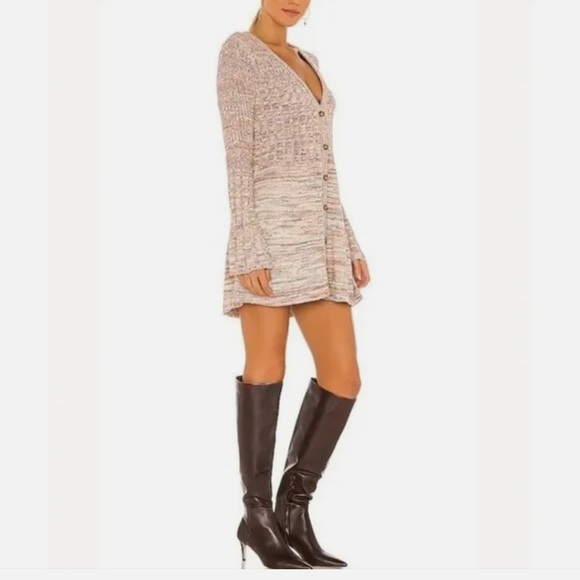 Free People Rachel Cardigan Sweater Dress in Pink Smoothie- Size Small - Picture 14 of 14